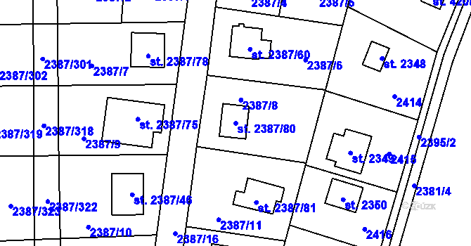 Parcela st. 2387/80 v KÚ Sadská, Katastrální mapa