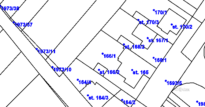 Parcela st. 166/1 v KÚ Sadská, Katastrální mapa
