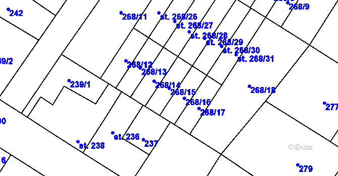 Parcela st. 268/15 v KÚ Sadská, Katastrální mapa