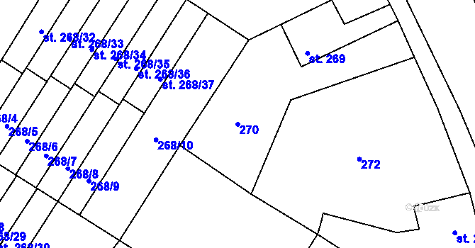Parcela st. 270 v KÚ Sadská, Katastrální mapa