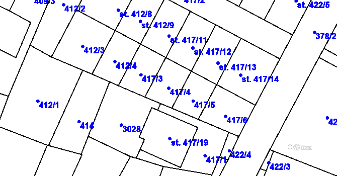 Parcela st. 417/4 v KÚ Sadská, Katastrální mapa