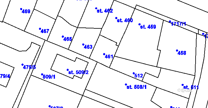 Parcela st. 461 v KÚ Sadská, Katastrální mapa