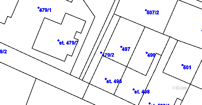 Parcela st. 479/2 v KÚ Sadská, Katastrální mapa