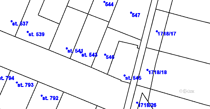 Parcela st. 546 v KÚ Sadská, Katastrální mapa