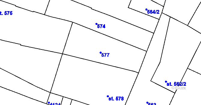 Parcela st. 577 v KÚ Sadská, Katastrální mapa