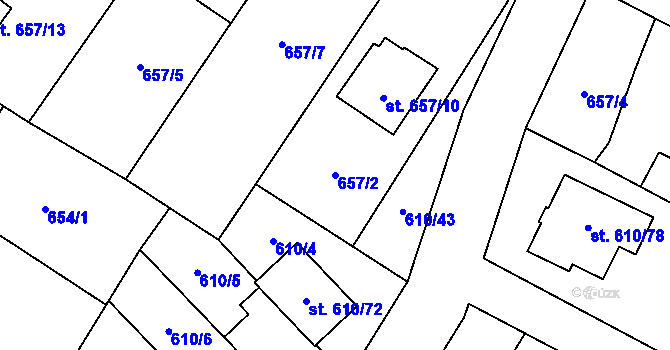 Parcela st. 657/2 v KÚ Sadská, Katastrální mapa