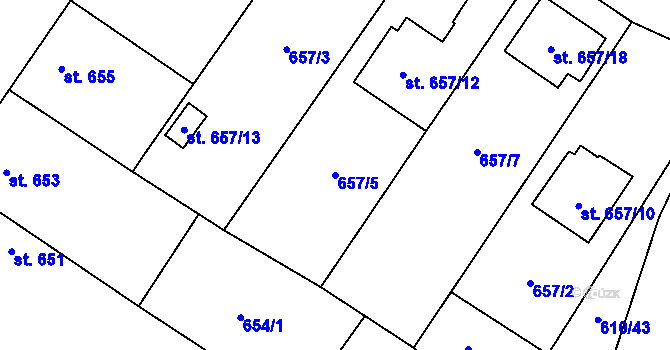 Parcela st. 657/5 v KÚ Sadská, Katastrální mapa