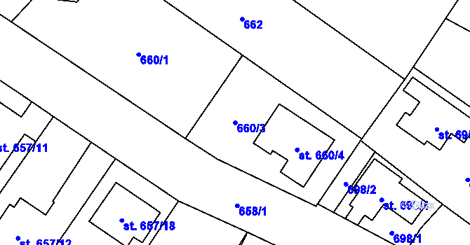 Parcela st. 660/3 v KÚ Sadská, Katastrální mapa