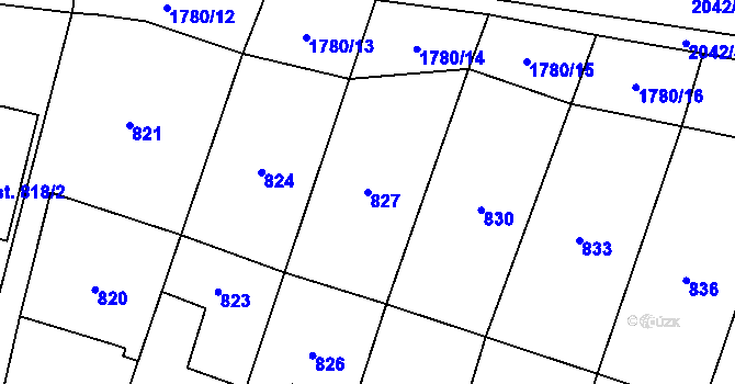 Parcela st. 827 v KÚ Sadská, Katastrální mapa