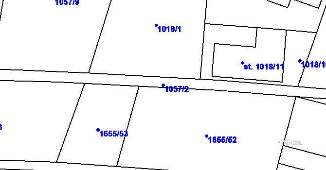 Parcela st. 1057/2 v KÚ Sadská, Katastrální mapa