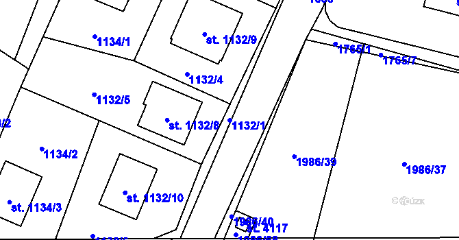 Parcela st. 1132/1 v KÚ Sadská, Katastrální mapa