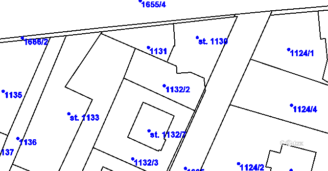 Parcela st. 1132/2 v KÚ Sadská, Katastrální mapa