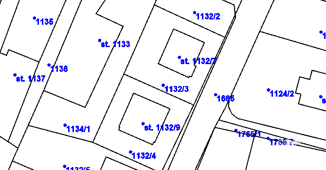 Parcela st. 1132/3 v KÚ Sadská, Katastrální mapa