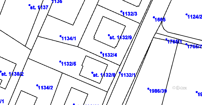 Parcela st. 1132/4 v KÚ Sadská, Katastrální mapa