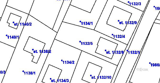 Parcela st. 1132/5 v KÚ Sadská, Katastrální mapa
