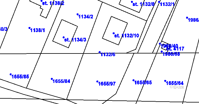 Parcela st. 1132/6 v KÚ Sadská, Katastrální mapa