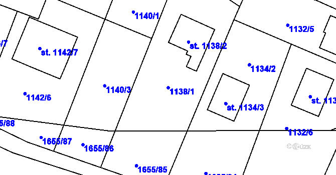 Parcela st. 1138/1 v KÚ Sadská, Katastrální mapa