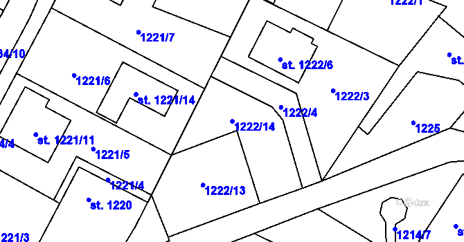 Parcela st. 1222/14 v KÚ Sadská, Katastrální mapa