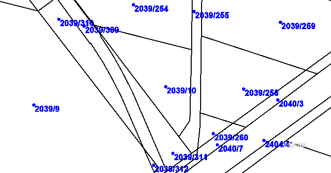 Parcela st. 2039/10 v KÚ Sadská, Katastrální mapa