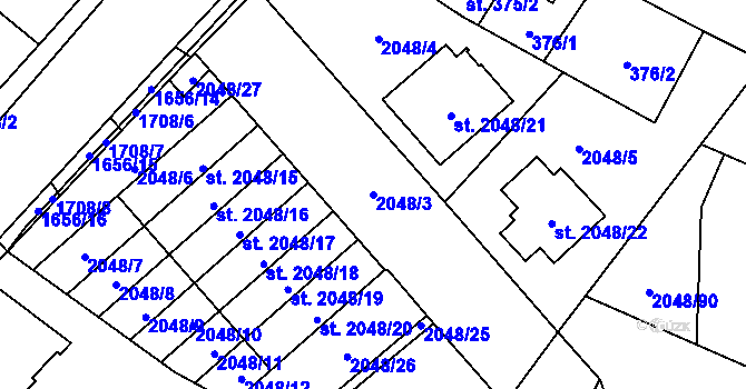 Parcela st. 2048/3 v KÚ Sadská, Katastrální mapa