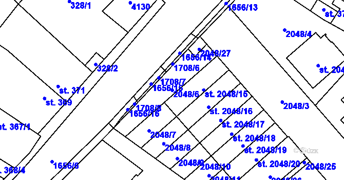 Parcela st. 2048/6 v KÚ Sadská, Katastrální mapa