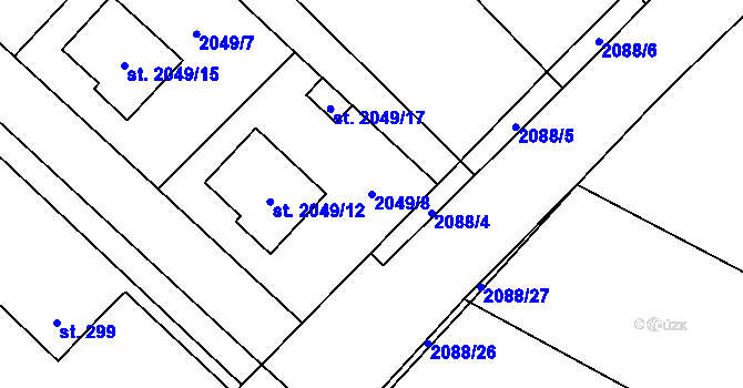 Parcela st. 2049/8 v KÚ Sadská, Katastrální mapa