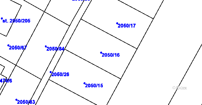 Parcela st. 2050/16 v KÚ Sadská, Katastrální mapa