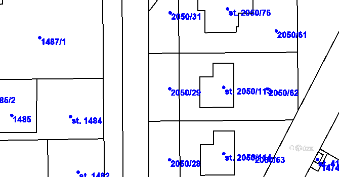 Parcela st. 2050/29 v KÚ Sadská, Katastrální mapa