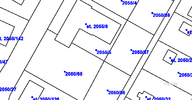 Parcela st. 2055/5 v KÚ Sadská, Katastrální mapa