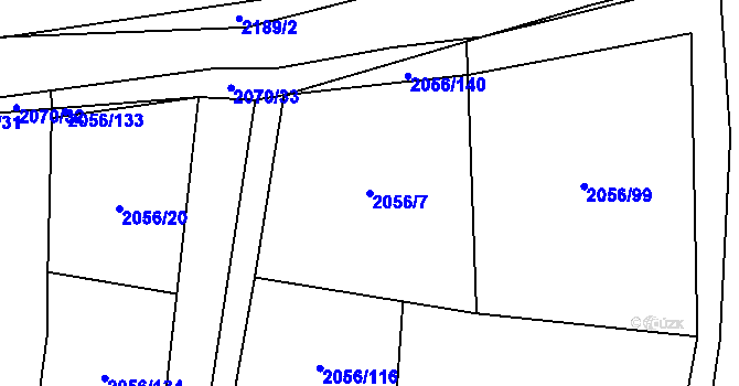 Parcela st. 2056/7 v KÚ Sadská, Katastrální mapa
