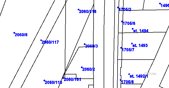 Parcela st. 2060/3 v KÚ Sadská, Katastrální mapa