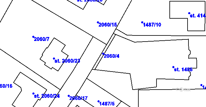 Parcela st. 2060/4 v KÚ Sadská, Katastrální mapa