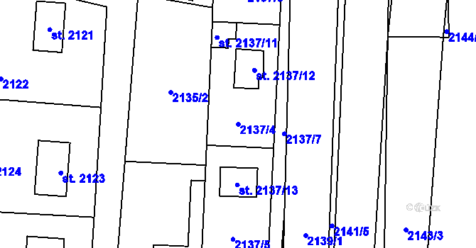 Parcela st. 2137/4 v KÚ Sadská, Katastrální mapa