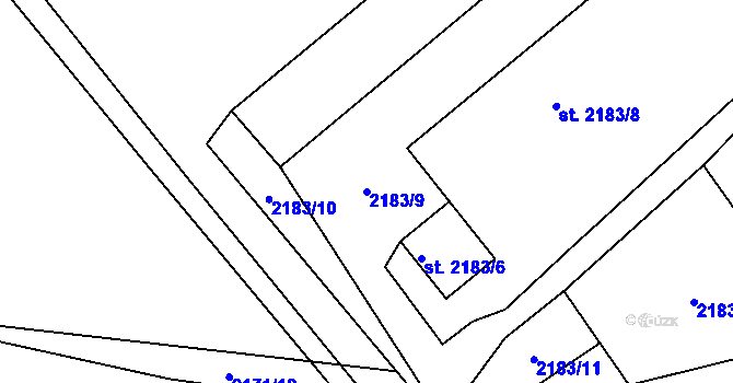 Parcela st. 2183/9 v KÚ Sadská, Katastrální mapa