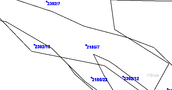 Parcela st. 2185/7 v KÚ Sadská, Katastrální mapa
