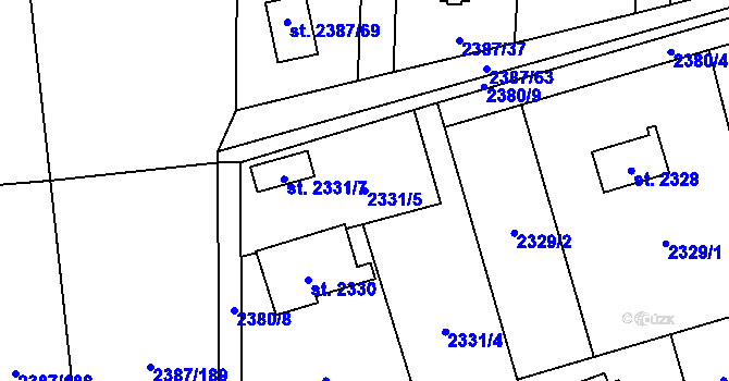 Parcela st. 2331/5 v KÚ Sadská, Katastrální mapa