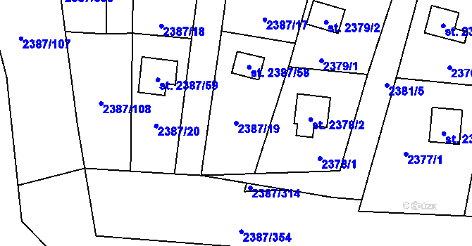 Parcela st. 2387/19 v KÚ Sadská, Katastrální mapa