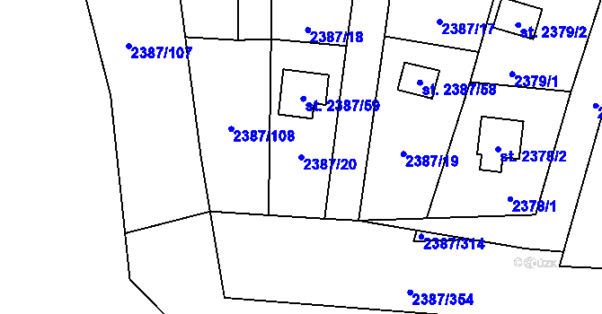 Parcela st. 2387/20 v KÚ Sadská, Katastrální mapa