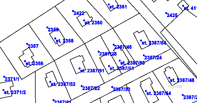 Parcela st. 2387/23 v KÚ Sadská, Katastrální mapa