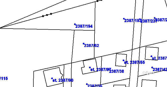 Parcela st. 2387/62 v KÚ Sadská, Katastrální mapa