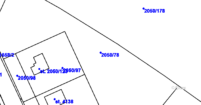 Parcela st. 2050/78 v KÚ Sadská, Katastrální mapa
