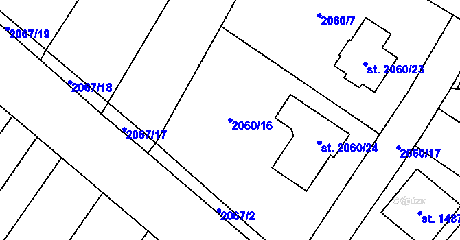 Parcela st. 2060/16 v KÚ Sadská, Katastrální mapa