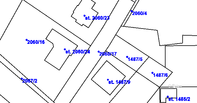 Parcela st. 2060/17 v KÚ Sadská, Katastrální mapa