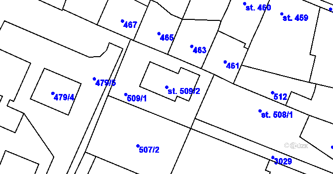 Parcela st. 509/2 v KÚ Sadská, Katastrální mapa