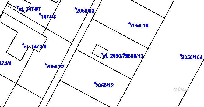Parcela st. 2050/75 v KÚ Sadská, Katastrální mapa