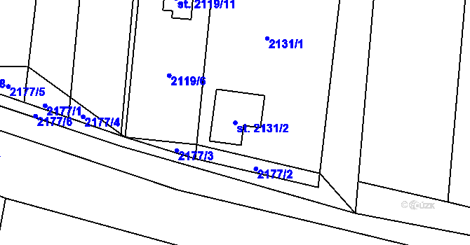 Parcela st. 2131/2 v KÚ Sadská, Katastrální mapa