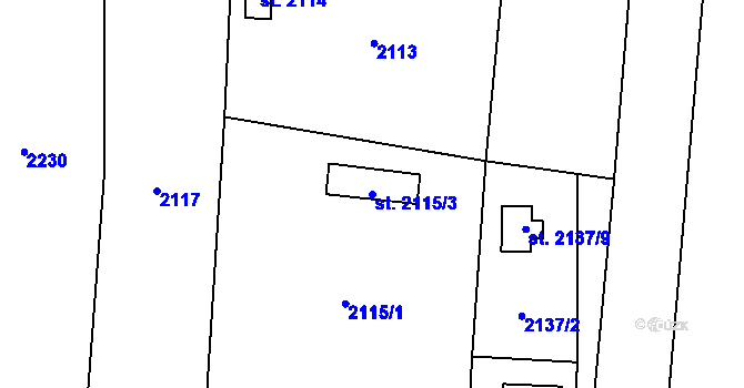 Parcela st. 2115/3 v KÚ Sadská, Katastrální mapa