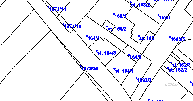 Parcela st. 164/3 v KÚ Sadská, Katastrální mapa