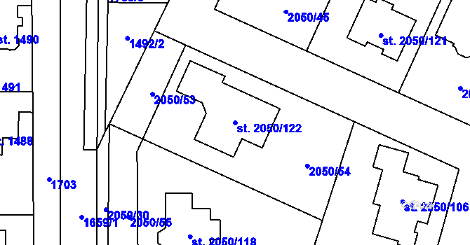 Parcela st. 2050/122 v KÚ Sadská, Katastrální mapa