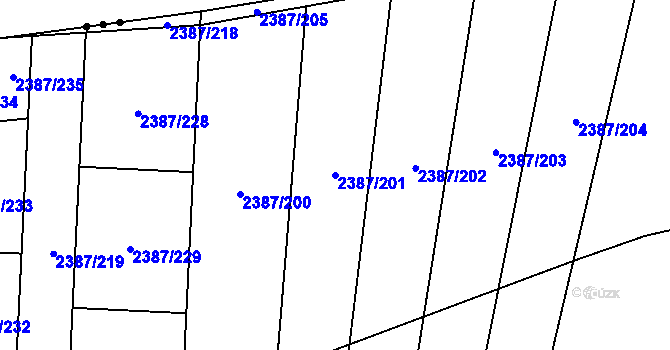 Parcela st. 2387/201 v KÚ Sadská, Katastrální mapa